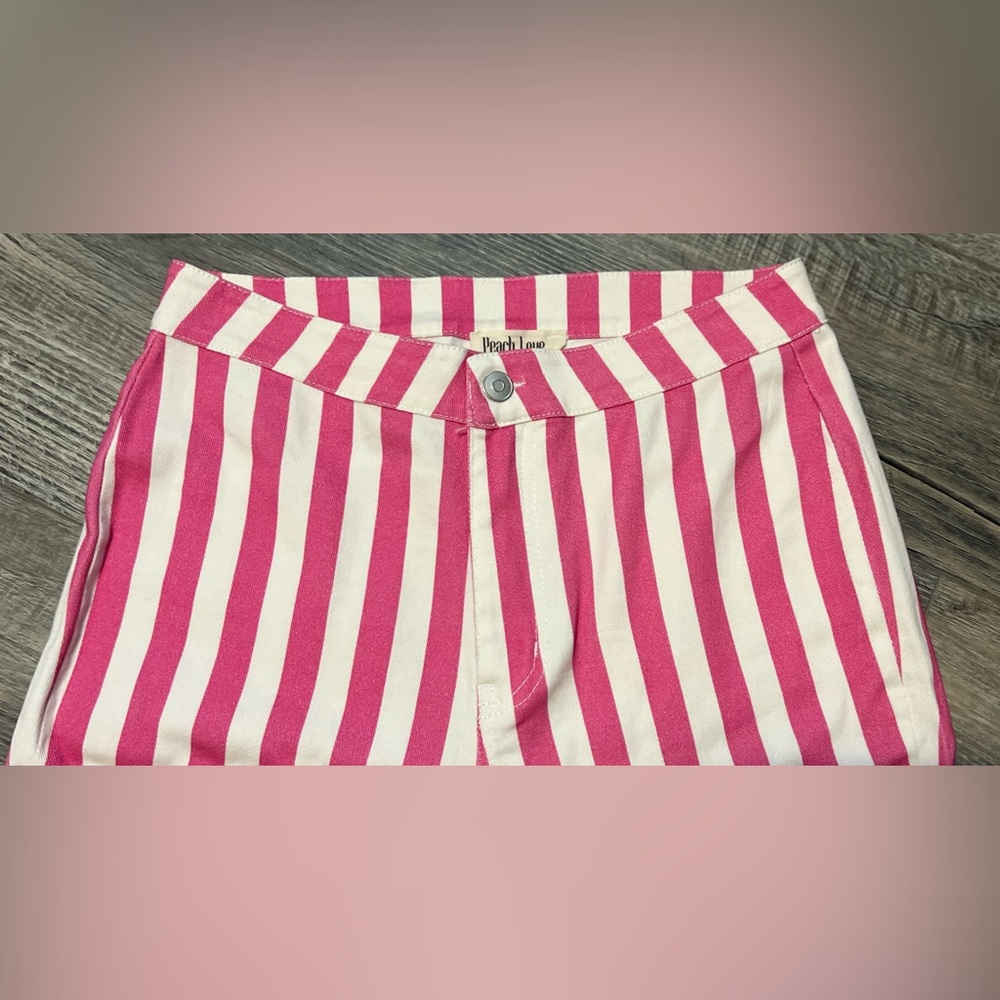 Peach Love California Pink and White Striped Flares Size Medium - Picture 5 of 7